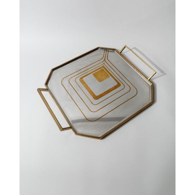 Mid-Century Octagonal Stainless Steel Tray with Brass Rim, 1970s For Sale - Image 10 of 12