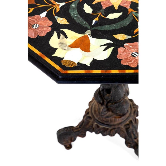 1920s Italian Table with Pietra Dura Black Marble Top For Sale - Image 5 of 14