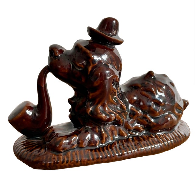 Vintage Pipe Smoking Dapper Dog Incense Burner For Sale