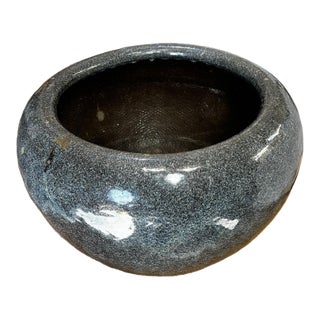 Large Antique Yixing Flambe Glazed Stoneware Pot With Rounded Rim For Sale