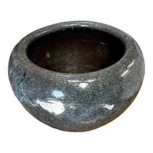 Large Antique Yixing Flambe Glazed Stoneware Pot With Rounded Rim
