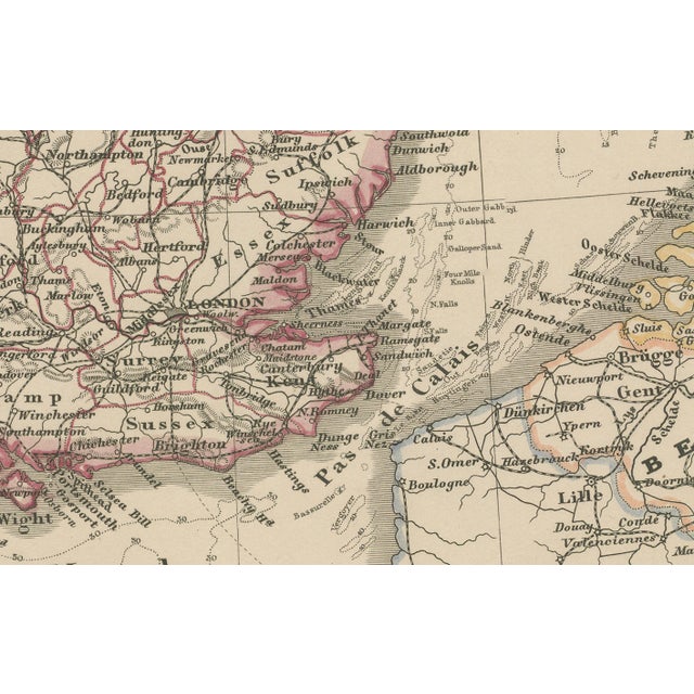 Paper Antique Map of Britain and Ireland with North Sea, 1857 For Sale - Image 7 of 10