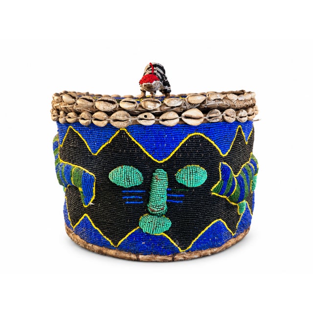 An exceptional and imposing Yoruba ceremonial beaded vessel from Nigeria, attributed to the mid-20th century,...