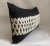 A modern craft handwork lumbar pillow. A distinct ivory trellis embroidery in wool mohair contrasted on a sleek smooth...