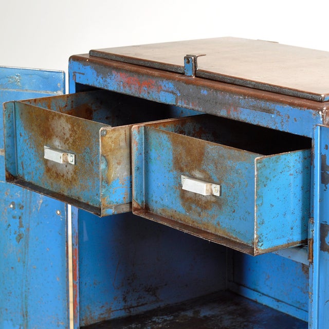 1970s Vintage Industrial Iron Cabinet, 1970s For Sale - Image 5 of 15