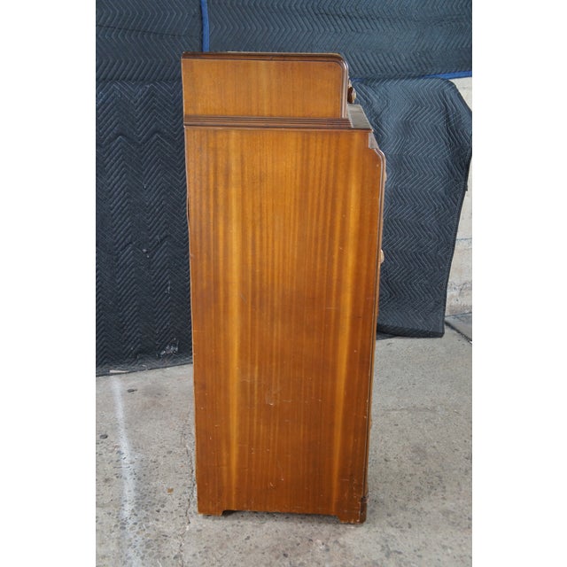 Antique Art Deco Walnut Bakelite Waterfall Dresser Chest of Drawers 53" For Sale - Image 12 of 12