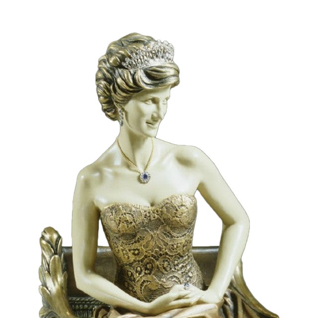 Princess Diana, Bronze & Gold Gilded Sculpture -Adorned With Diamond & Sapphire Jewelry For Sale