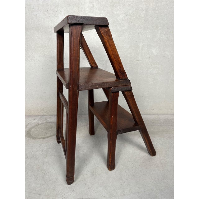 Wood Vintage Library Step Stool, 1920s For Sale - Image 7 of 14