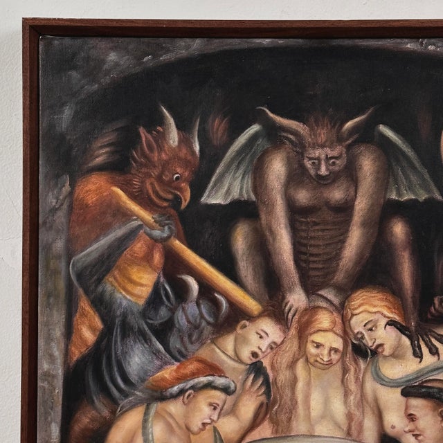 Vintage (After) Taddeo Di Bartolo “Last Judgement”, Framed (Oil on Canvas)/Medieval For Sale - Image 4 of 9