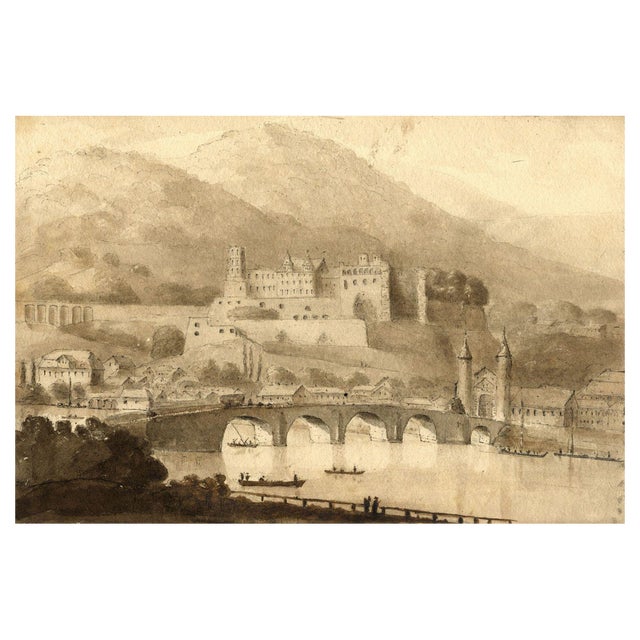 James Hamilton Stanhope, Heidelberg from the Neckar, 1819, Watercolour For Sale