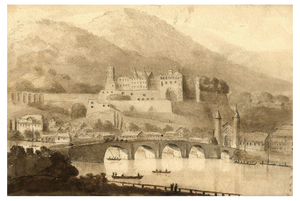 James Hamilton Stanhope, Heidelberg from the Neckar, 1819, Watercolour