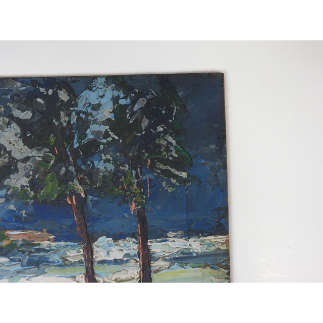 Mid 20th Century Mid 20th Century Impressionist Snowy Winter Landscape Painting For Sale - Image 5 of 7