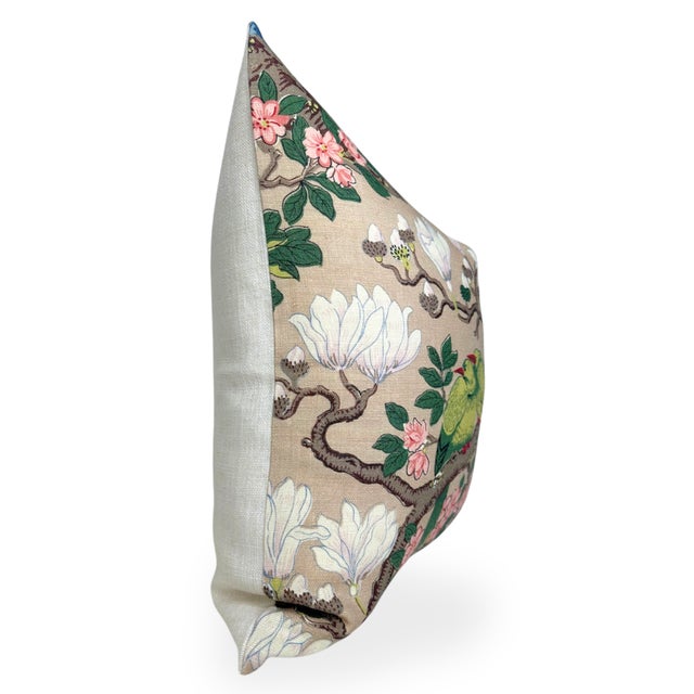 Traditional Rockbird Linen Pillow Cover in Natural, 20x20 Pillow For Sale - Image 3 of 5