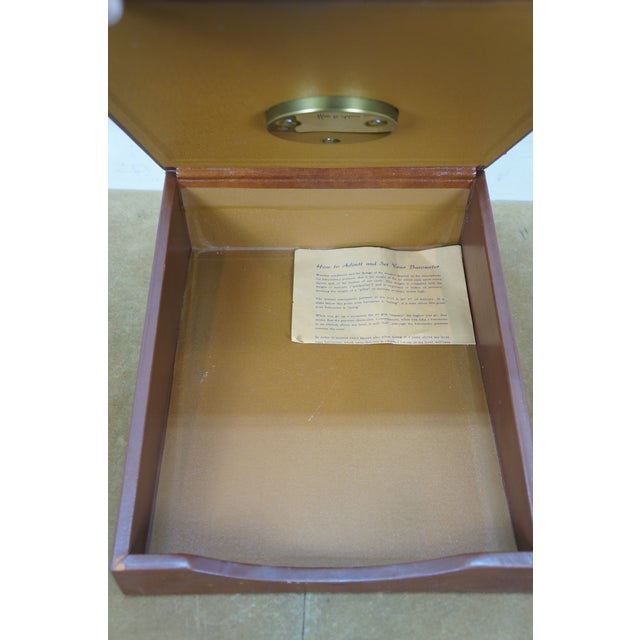 1952 Moco West German Leather Desktop Barometer Document Box 13" For Sale - Image 4 of 15