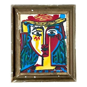 Vintage Original Homage to Picasso Oil on Canvas