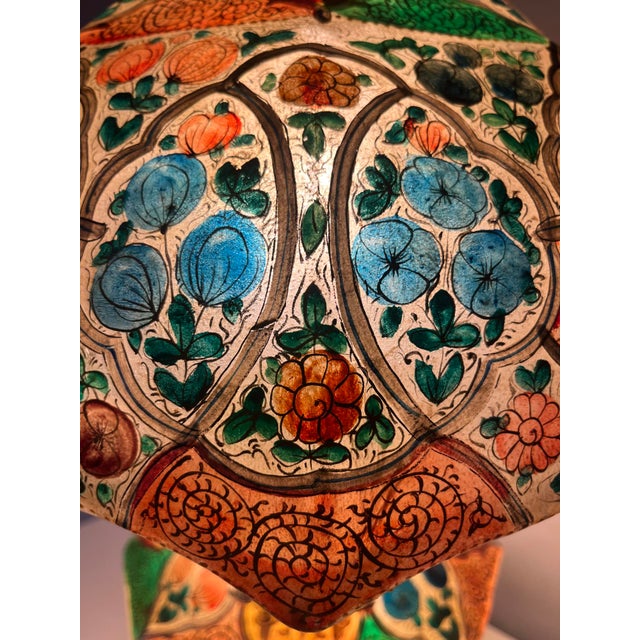 Antique Hand-Painted Vellum Bedroom Table Lamp, South Asia, 1930 For Sale - Image 12 of 17