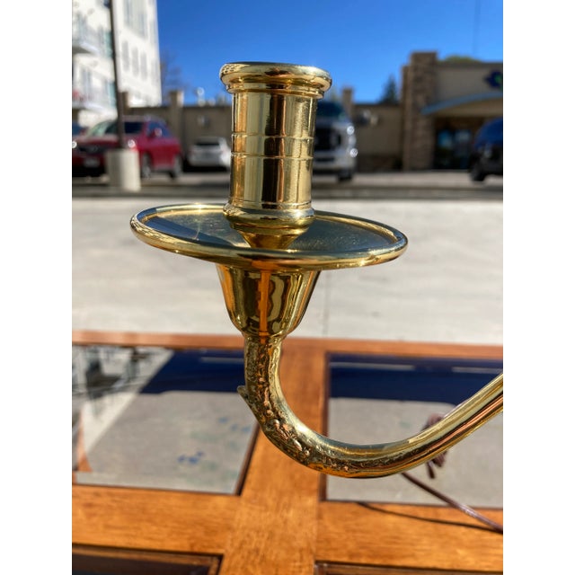 Virginia Metalcrafters Midcentury French Louis XV Style Solid Brass Table Lamp With 2 Candelabras Manner of Virginia Metalcrafters For Sale - Image 4 of 13