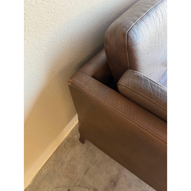 Mid-Century Modern Vintage Danish Brown Leather Sofa in Style of Stouby | Mid-Century Modern 3-Seat Couch For Sale - Image 3 of 10