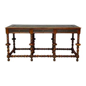 Baroque, Barley Twist Console, Turned Wood, Gray Etched Metal, Usa, 2000s