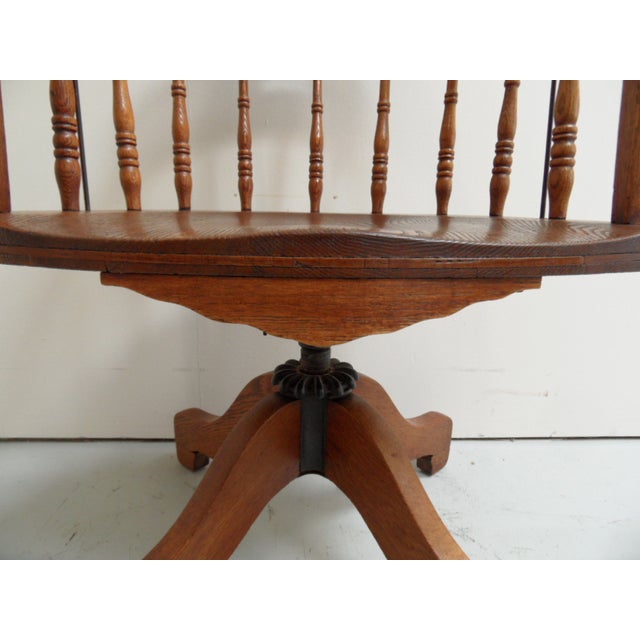 Antique Oak Rotating Desk Armchair, 1890s For Sale - Image 4 of 12