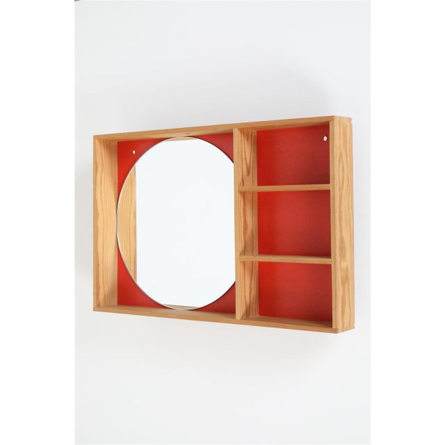 Brown Mid-Century Modern Danish Maritime Pine Wall Shelf with Mirror, 1970s For Sale - Image 8 of 8