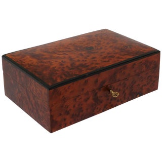 Victorian English Regency Handcrafted Burl Wood Jewelry Box For Sale