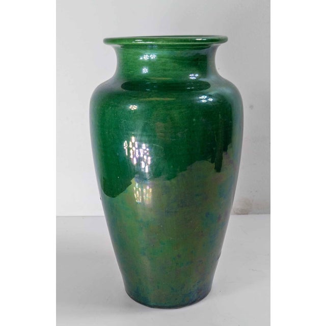 We are selling this great Japanese Awaji green glazed vase. This vase has traditional form with dark green glaze with...
