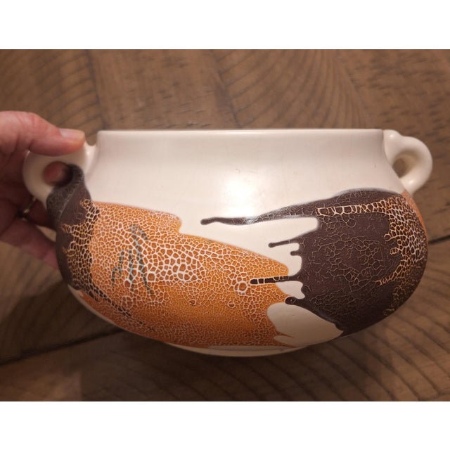 1970s Vintage 1970s Royal Haeger "Earth Wrap" Double-Handled Lava Glaze Planter Bowl For Sale - Image 5 of 5