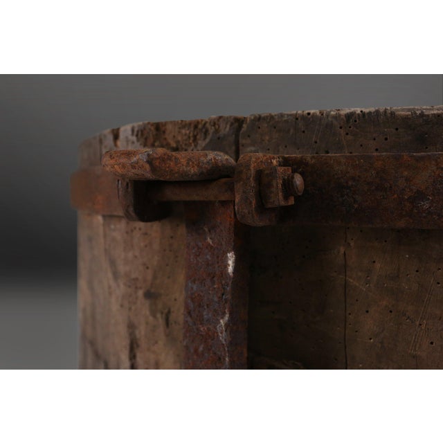 Large Rustic French Chopping Block Table, France, 1920s For Sale - Image 9 of 12