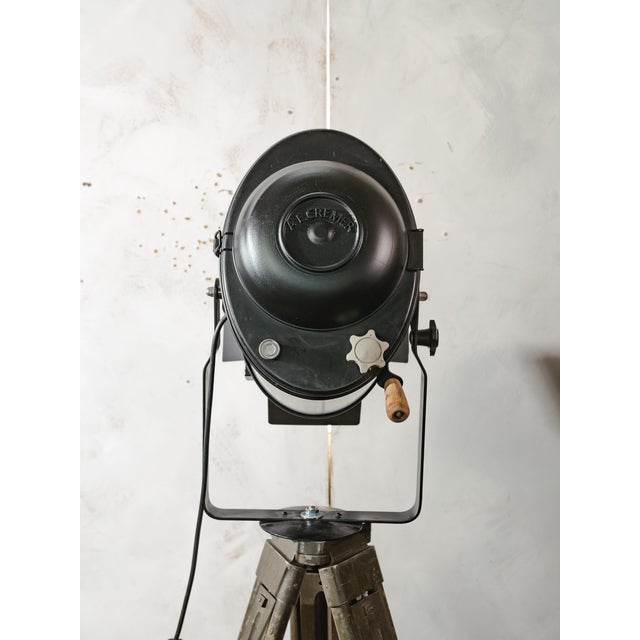 Barndoor Theater Spotlight Floor Lamp on Bundeswehr Tripod from A.E. Cremer, Paris, 1950s For Sale - Image 4 of 17