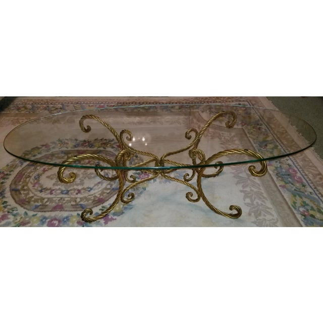 Vintage Italian Gold Rope and Tassel Coffee Table For Sale - Image 6 of 6