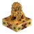 Gilt Bronze Guardian Lion Seal – 2.2" Foo Dog Stamp With Gemstone Inlay & Seal Script For Sale
