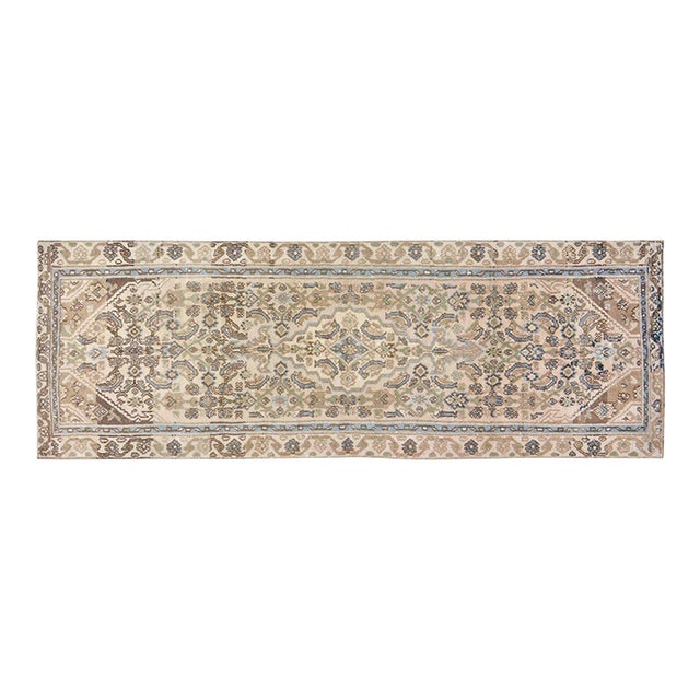 Vintage Turkish Hand Knotted Wool Rug, 3'x9'3'' For Sale