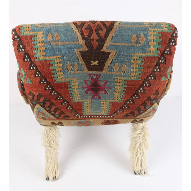2020s Bergere Armchair Upholstery With Antique Kilim For Sale - Image 5 of 12