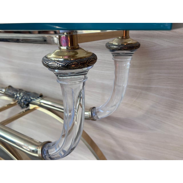 Late 20th Century Late 20th Century Claude Dalle Style Console Table with Glass Top, Lucite and Bronze For Sale - Image 5 of 18