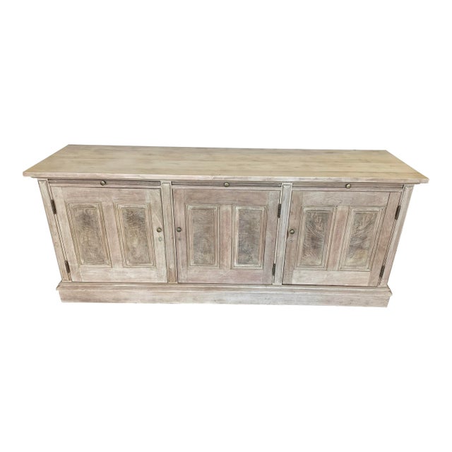 19th Century Bleached Walnut Store Display Counter Cabinet With Raised Panels For Sale