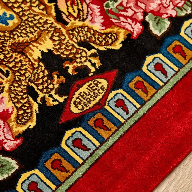 Yellow Italian Garden Silk Rug by Gianni Versace for Atelier Versace, 1980s For Sale - Image 8 of 17