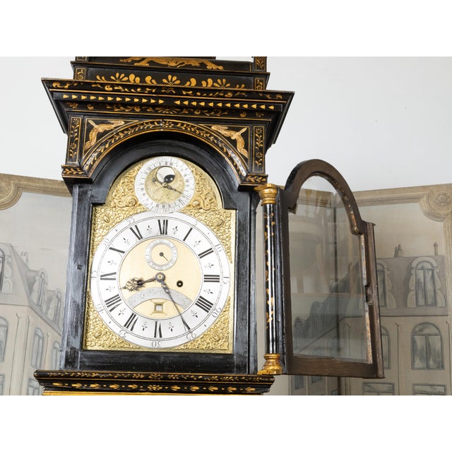 English George III 18th Century Japanned Tall Case Clock with Chinoiserie Décor For Sale - Image 12 of 12