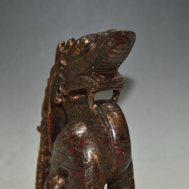 Antiqued Bronze Mythical Beast Sculpture - Dragon Figure Desk Decor For Sale In Los Angeles - Image 6 of 9