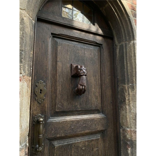 Vintage Cast Iron Hand Door Knocker - Antique Victorian Style Architectural Hardware For Sale - Image 11 of 12