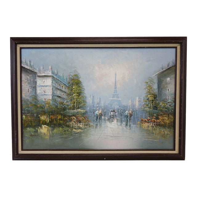 Paris Rainy Day – Signed Original Oil on Canvas For Sale