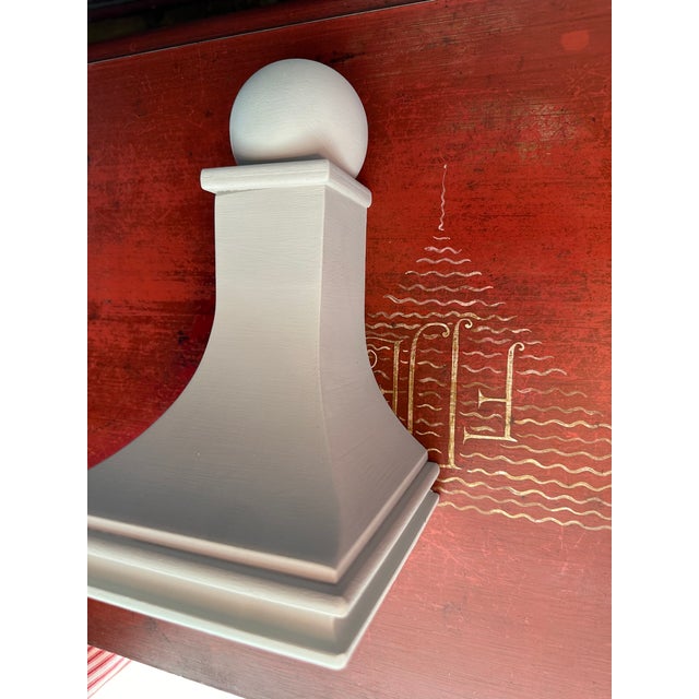 Handmade of Solid Wood a Classical Style Wooden Corbel Wall Bracket or Shelf In Pale Gray For Sale - Image 10 of 12