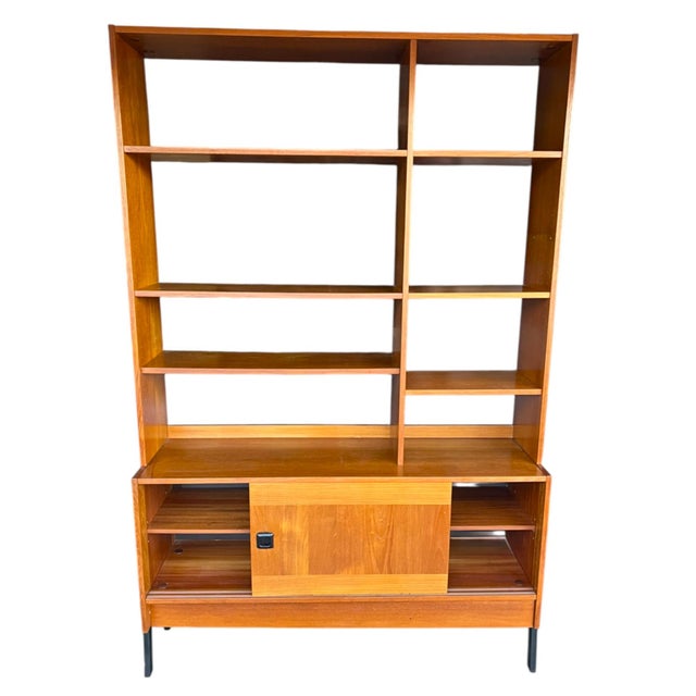 Domino Restored Danish Modern Teak Bookcase With Sliding Doors – 1960s Mid-Century Display Cabinet For Sale - Image 4 of 16