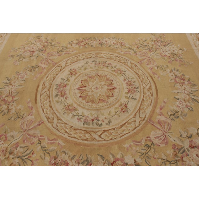 2010s Rug & Kilim’s Aubusson Style Flat Weave in Beige, Cream Medallion Floral Pattern For Sale - Image 5 of 8
