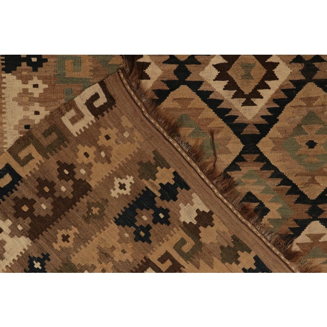 Textile Vintage Afghani Kilim Rug in Beige-Brown, Teal and Black Tribal Pattern For Sale - Image 7 of 8