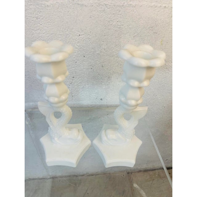 1960s Italian Glass Candlesticks For Sale - Image 5 of 8