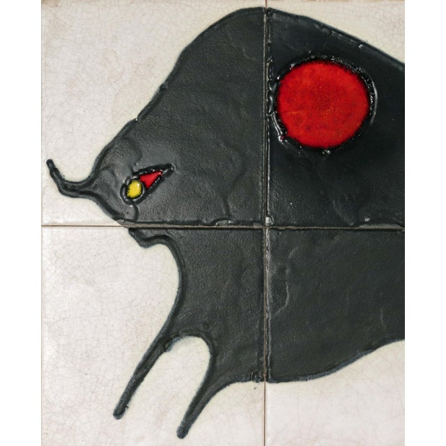 Mid-Century Modern MCM Modernist Tile Picture of a Bull by Harris G. Strong For Sale - Image 3 of 9