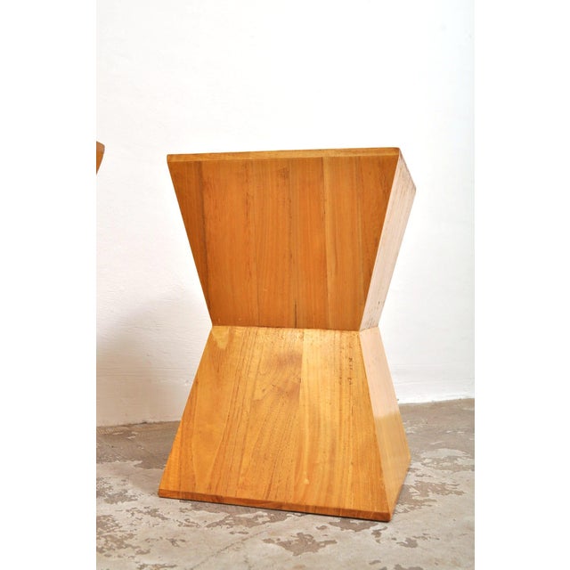 Brown Vintage Geometric Pyramid Side Tables, 1970s, Set of 2 For Sale - Image 8 of 9