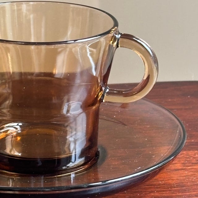 1970s French Mid-Century Modern Glass Coffee Cups — Set of 6 For Sale In Baltimore - Image 6 of 10