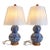 Late 20th Century Ralph Lauren Blue & White Double-Gourd Ceramic Table Lamps - a Pair For Sale